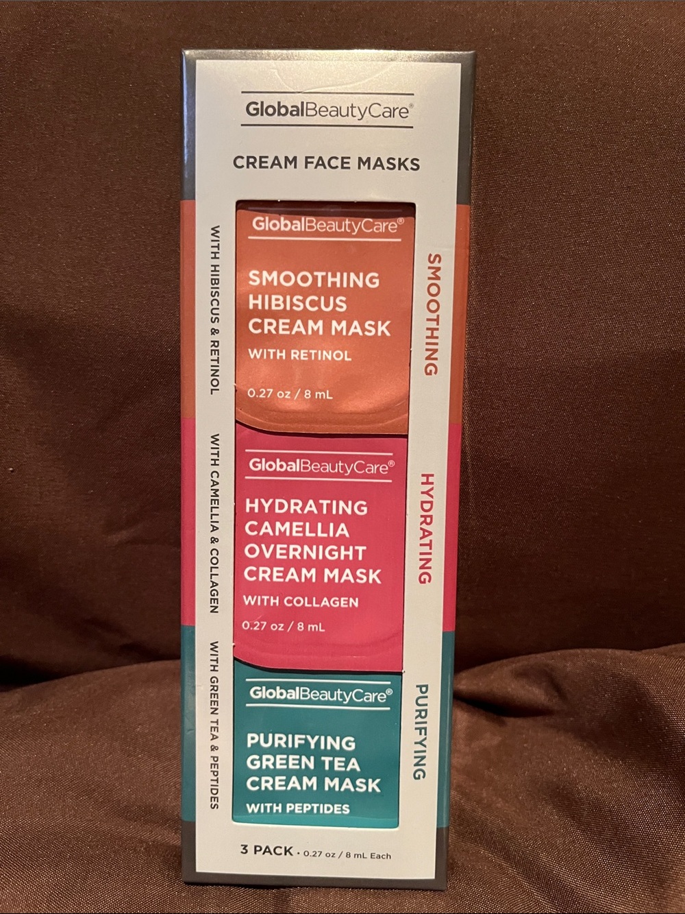 3-Pack Cream Face Mask Set - Coral, Pink, Teal